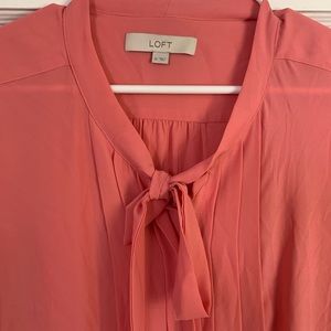 💋💋 LOFT Button Down Neck-Tie Blouse- Size XL